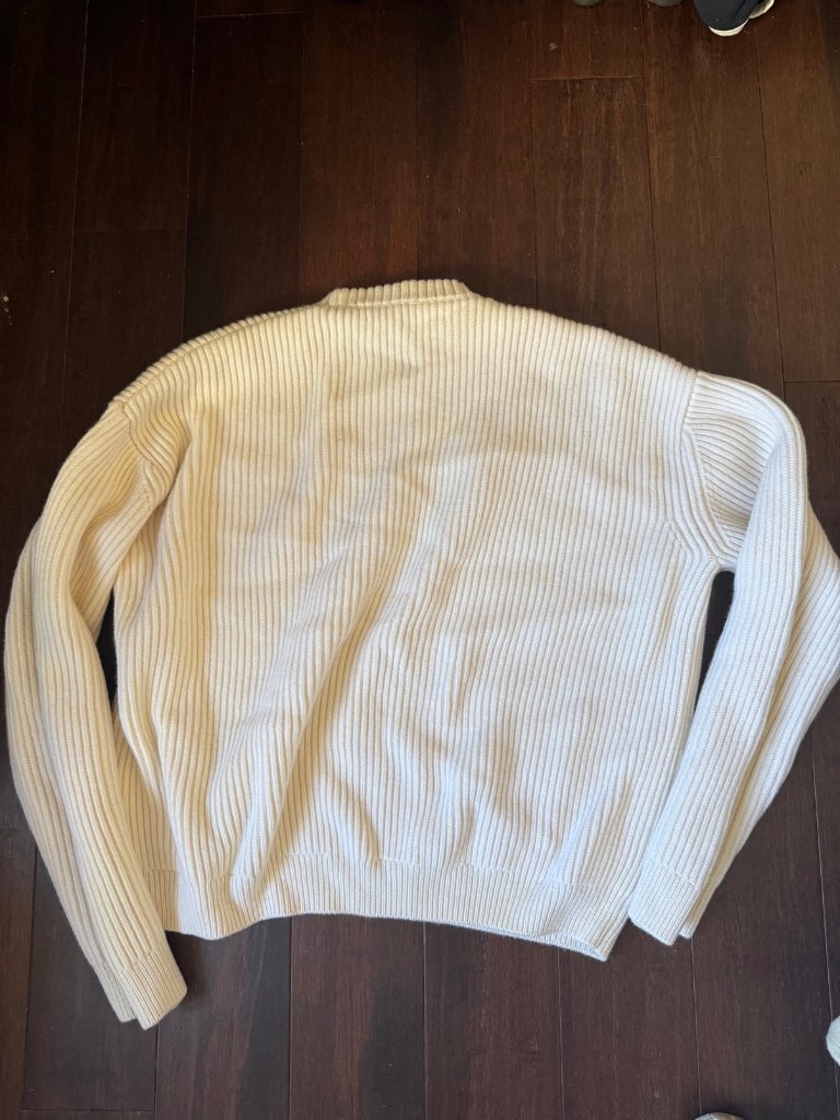 Daniel Simmons Men's Cream Ribbed Knit Crewneck Sweater Size L — image 2 of 3